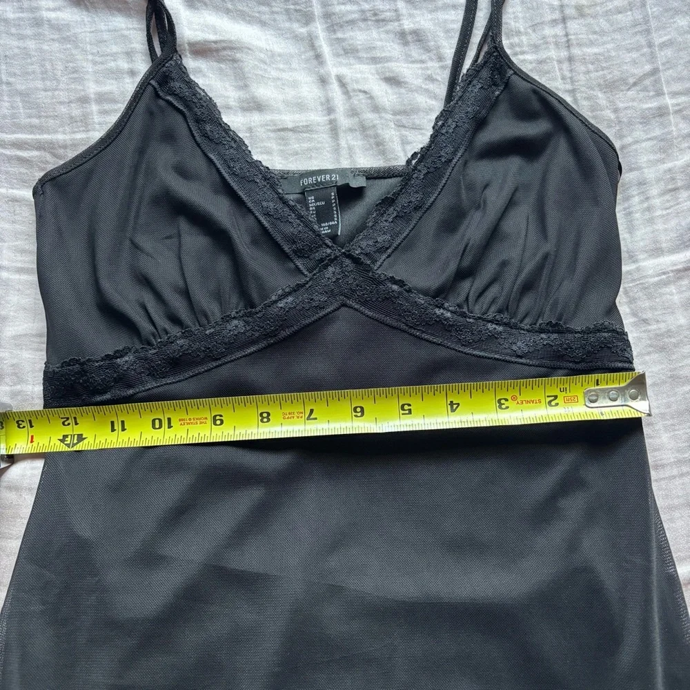 NWOT Forever 21 Black Ruffle Hem Slip Dress - Picture 4 of 5